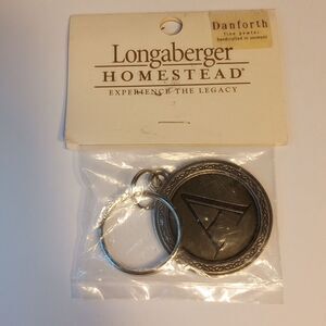 Discontinued Longaberger Monogrammed Pewter Key Ring "A"